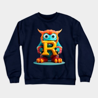 Cute Monster for Kids Alphabet Letter R Funny Back to School Crewneck Sweatshirt